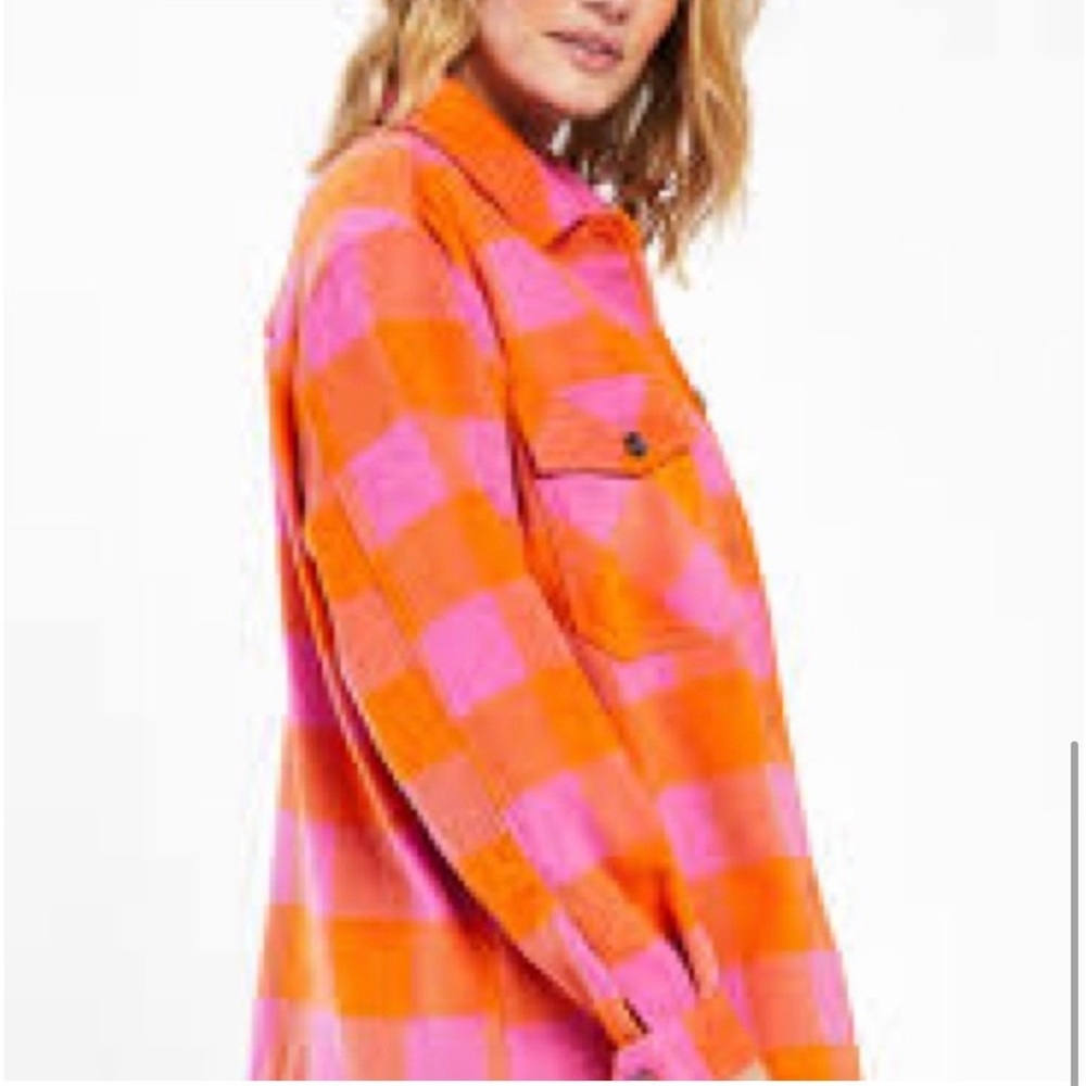 Velvet Heart Sheryl Orange Check Shacket size S - Picture 2 of 12